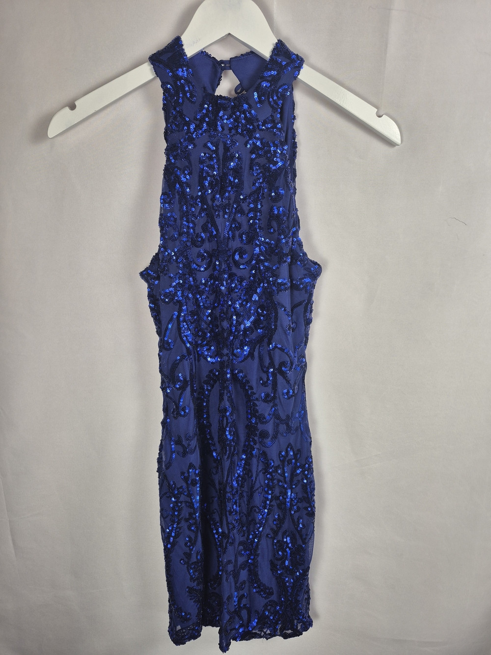 B Darlin Royal Blue Sequin Halter Prom Homecoming Dress Size S